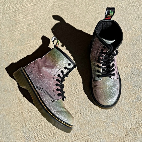 Dr. Martens Junior 1460 Rainbow Glitter Lace Up Boots - Picture 1 of 13